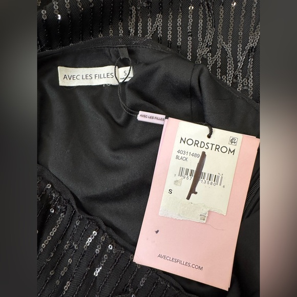 *NWT* Avec Les Filles Nordstrom Black Sequin Mini Skirt Size Small - Picture 5 of 9